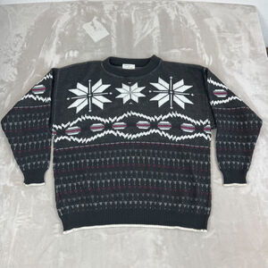 VTG‎ Fair Isle Sweater Adult Medium Nordic Ski Lodge Cozy Chunky Knit 90s Cabin